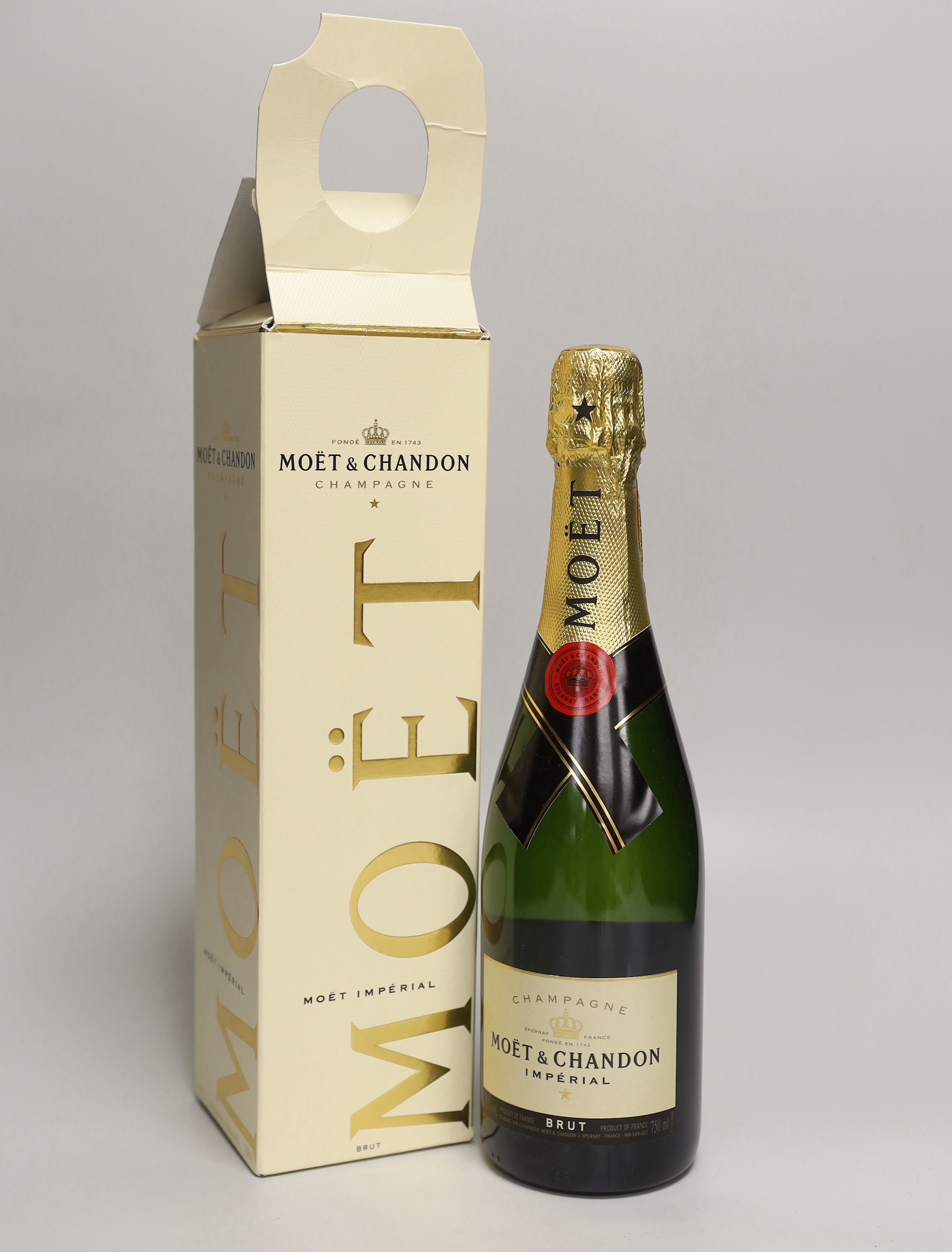 Two bottles of Moet & Chandon, boxed
